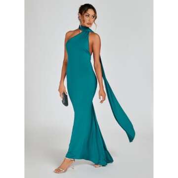 ABYOVRT Women Sexy Backless Bodycon Sleeveless Open Back Maxi Dress Going Out Elegant Party Cocktail Long Dress (B-Green, S)
