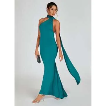 ABYOVRT Women Sexy Backless Bodycon Sleeveless Open Back Maxi Dress Going Out Elegant Party Cocktail Long Dress (B-Green, S)