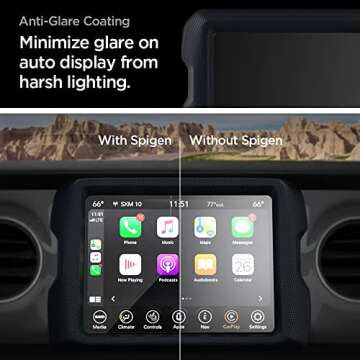 Spigen Tempered Glass Screen Protector [Glas.tR Slim] designed for Jeep Wrangler (2018-2022), Gladiator (2020-2022) 8.4" Dashboard Touchscreen - Matte/Anti Glare/Anti Finger Print
