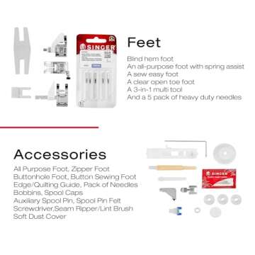 SINGER Heavy Duty 4423 High Speed Sewing Machine with Accessory Kit | Strong Motor With Enhanced Piercing Power, 97 Stitch Applications, Full Metal frame, 1-step Buttonhole & LED Light