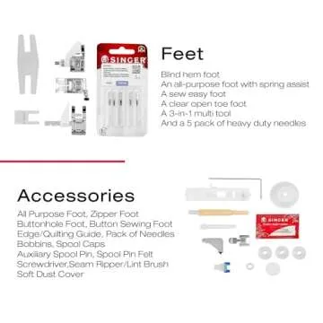 SINGER Heavy Duty 4423 High Speed Sewing Machine with Accessory Kit | Strong Motor With Enhanced Piercing Power, 97 Stitch Applications, Full Metal frame, 1-step Buttonhole & LED Light