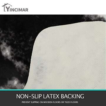 Yincimar Faux Cowhide Rug Extra Large Cow Print Area Rug 5.2ft x 6.6ft Non-Slip Animal Hide Carpet for Bedroom Living Room Western Home Office Decor (Black/Grey/White)