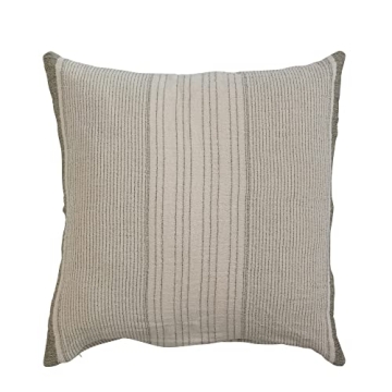 Creative Co-Op Pillow Cover - Cream and Olive Stripes