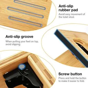 DadyMart Bamboo Toilet Stool - Foldable & Natural Design