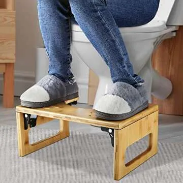 DadyMart Bamboo Toilet Stool - Foldable & Natural Design