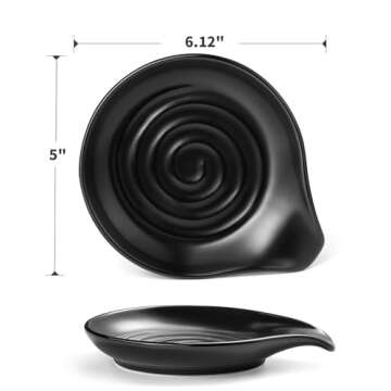 Gencywe Spoon Rest for Stove Top, 6.1" Large Ceramic Spoon Holder for Kitchen Counter Decor, Heat-Re...