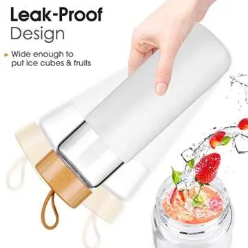 Yomious 25 Oz Glass Water Bottle | Eco-Friendly & Leak Proof