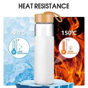 Yomious 25 Oz Glass Water Bottle | Eco-Friendly & Leak Proof