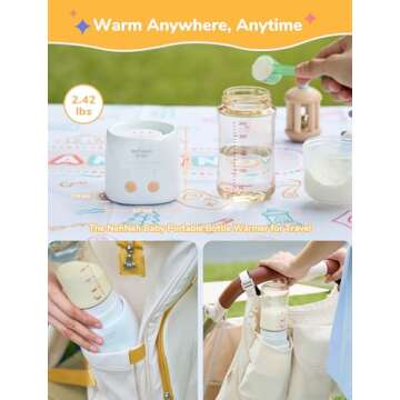 Portable Baby Bottle Warmer with 9 Adapters and 5 Heat Modes