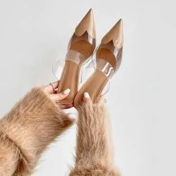Love Heart Clear High Heeled Sandals for Women Closed Pointed Toe Comfortable Stiletto Mule Slip On ...