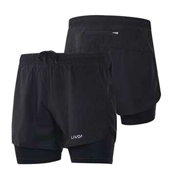 Lixada Men's 2-in-1 Running Shorts Quick Drying Breathable Active Training Exercise Jogging Cycling ...