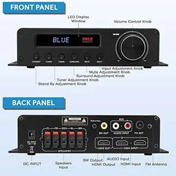 Pyle Wireless Bluetooth Home Audio Amplifier - 100W 5 Channel Home Theater Power Stereo Receiver, Su...