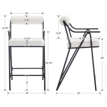 Stylish RIVOVA 26" White Bar Stools Set of 4 with Sherpa upholstery