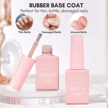 Makartt Rubber Base Gel & No Wipe Top Coat Set for Stunning Nails