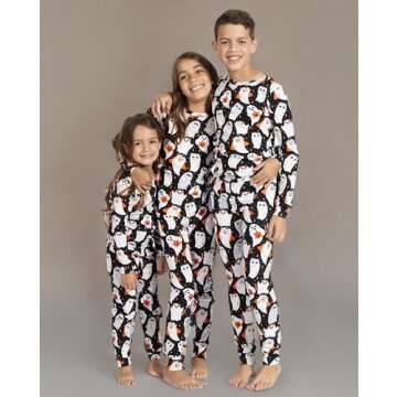 The Children's Place baby girls Family Matching Christmas Holiday Sets, Snug Fit 100% Cotton, Adult, Big Kid, Toddler, Pajama Set, Hlwn Blk Ghost, 7 US