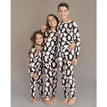 The Children's Place baby girls Family Matching Christmas Holiday Sets, Snug Fit 100% Cotton, Adult, Big Kid, Toddler, Pajama Set, Hlwn Blk Ghost, 7 US