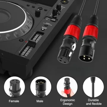 JTDER XLR Cables 25ft 6 Pack for Professional Sound