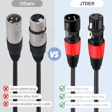 JTDER XLR Cables 25ft 6 Pack for Professional Sound