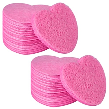 100-Count Heart Shape Facial Sponges for Estheticians - Natural, Eco-Friendly
