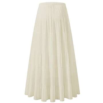 NASHALYLY Women's Chiffon Elastic High Waist Pleated A-Line Flared Maxi Skirt in Perfectly Pale