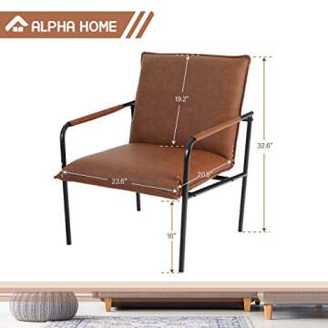 ALPHA HOME Accent Chair - Modern Lounge Chair in Brown PU Leather