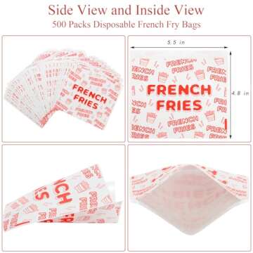 ZENFUN 500 Packs French Fry Bags, 5.5×4.5 inch Grease Resistant Serving Bags, Disposable Hash Brown...