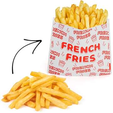 ZENFUN 500 Packs French Fry Bags, 5.5×4.5 inch Grease Resistant Serving Bags, Disposable Hash Brown Fries Bag for Outdoor Entertaining, Restaurant, Party, Carnival(Red)