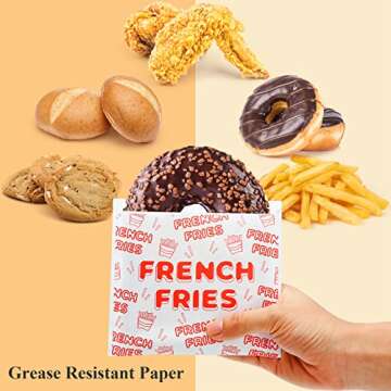 ZENFUN 500 Packs French Fry Bags, 5.5×4.5 inch Grease Resistant Serving Bags, Disposable Hash Brown Fries Bag for Outdoor Entertaining, Restaurant, Party, Carnival(Red)