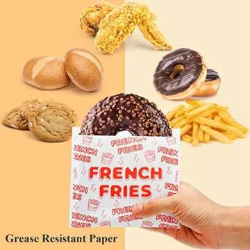 ZENFUN 500 Packs French Fry Bags, 5.5×4.5 inch Grease Resistant Serving Bags, Disposable Hash Brown Fries Bag for Outdoor Entertaining, Restaurant, Party, Carnival(Red)