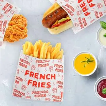 ZENFUN 500 Packs French Fry Bags, 5.5×4.5 inch Grease Resistant Serving Bags, Disposable Hash Brown Fries Bag for Outdoor Entertaining, Restaurant, Party, Carnival(Red)