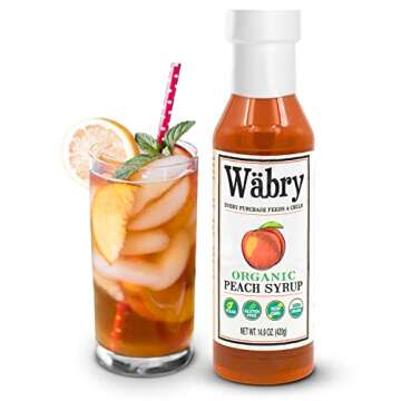 Wäbry Organic Peach Syrup – 14.9oz (420g), Natural Fruit Syrups for Drinks, Pancakes, Tea, Shaved Ice and Ice cream, Vegan, Non-GMO, Dye-Free Snow Cone Syrup – BPA-Free Plastic Bottle