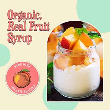 Wäbry Organic Peach Syrup – 14.9oz (420g), Natural Fruit Syrups for Drinks, Pancakes, Tea, Shaved Ice and Ice cream, Vegan, Non-GMO, Dye-Free Snow Cone Syrup – BPA-Free Plastic Bottle