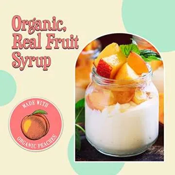 Wäbry Organic Peach Syrup – 14.9oz (420g), Natural Fruit Syrups for Drinks, Pancakes, Tea, Shaved Ice and Ice cream, Vegan, Non-GMO, Dye-Free Snow Cone Syrup – BPA-Free Plastic Bottle