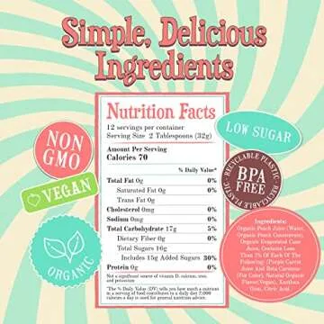 Wäbry Organic Peach Syrup – 14.9oz (420g), Natural Fruit Syrups for Drinks, Pancakes, Tea, Shaved Ice and Ice cream, Vegan, Non-GMO, Dye-Free Snow Cone Syrup – BPA-Free Plastic Bottle