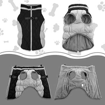 Lelepet Warm Winter Coat - Fleece Dog Jacket with Built-in Harness, Windproof & Waterproof, Reflecti...