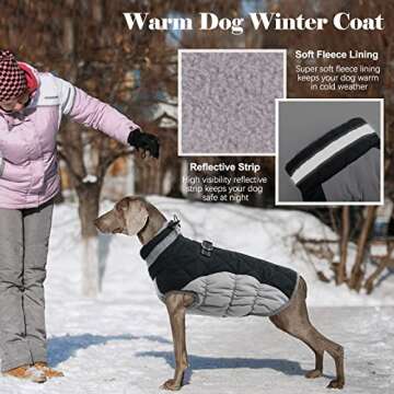 Lelepet Winter Dog Coat for All Breeds - Fleece & Reflective