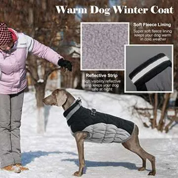 Lelepet Winter Dog Coat for All Breeds - Fleece & Reflective
