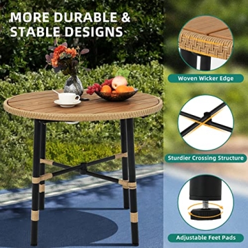 YITAHOME 5 Pieces Outdoor Patio Dining Table Set, All-Weather Wicker Dining Set Furniture, Sectional Conversation Rattan Dining Set for Patio, Backyard, Balcony, Garden(with Umbrella Hole)