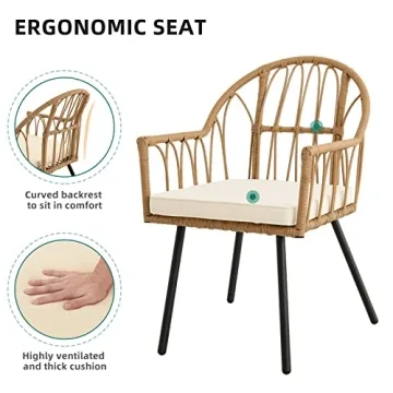 YITAHOME 5 Pieces Outdoor Patio Dining Table Set, All-Weather Wicker Dining Set Furniture, Sectional Conversation Rattan Dining Set for Patio, Backyard, Balcony, Garden(with Umbrella Hole)