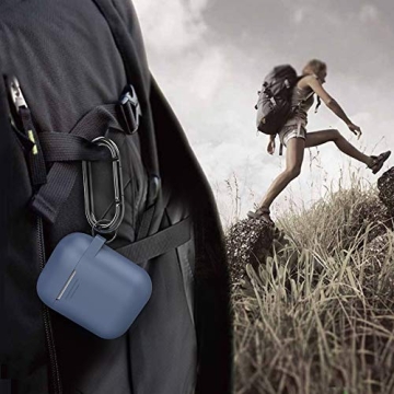 AhaStyle Upgrade Silicone Case Protective Cover [Front LED Visible] Compatible with Apple AirPods 2 & 1 (Navy Blue)