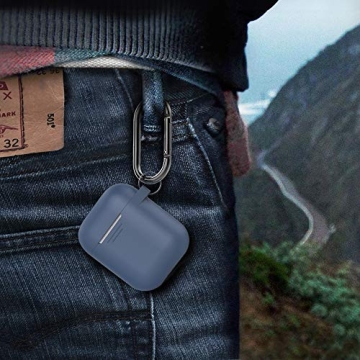 AhaStyle Upgrade Silicone Case Protective Cover [Front LED Visible] Compatible with Apple AirPods 2 & 1 (Navy Blue)