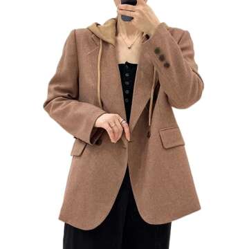 Mina Self Tweed Blazers for Women - Hooded, Stylish, and Functional Business Casual Jackets