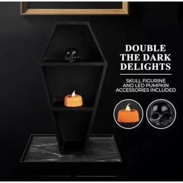 Gothic Coffin Shelf Set with Box for Spooky Decor