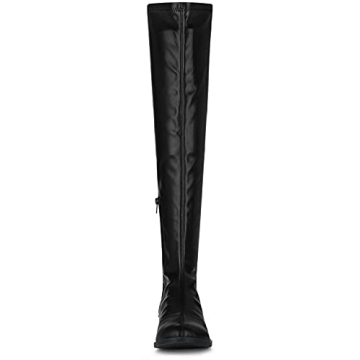 Allegra K Women's Thigh High Boots Low Block Heel Black Over the Knee High Boots 10 M US