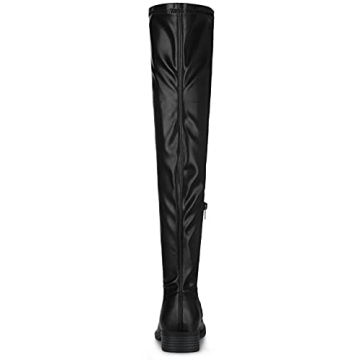 Allegra K Women's Thigh High Boots Low Block Heel Black Over the Knee High Boots 10 M US