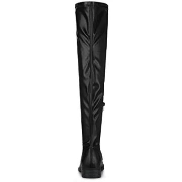 Allegra K Women's Thigh High Boots Low Block Heel Black Over the Knee High Boots 10 M US
