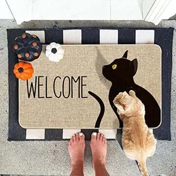 Charming Black Cat Decorative Mat for Home or Gift