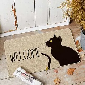 Charming Black Cat Decorative Mat for Home or Gift