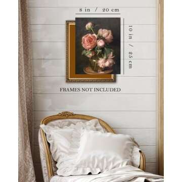 Kizbok Vintage Floral Wall Art - Retro Moody Canvas Prints