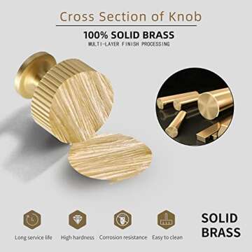 Buy SALISENG Gold Cabinet Knob - Solid Brass Knob 6 Pack